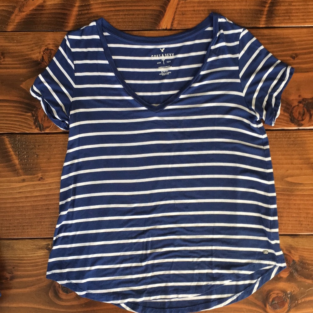 American Eagle Soft & Sexy Striped V-Neck